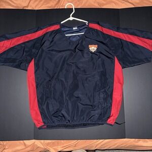 Men's XL Cooperstown Dreams Park Baseball Jacket Navy Red Pullover Wind Breaker